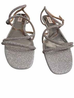Badgley Miscka Silver Glitter Strappy Sandals